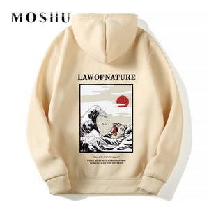 Hoodies Sweatshirts Harajuku Funny Embroidery Cat Wave Printed 2019 Hip Hop Casual Fleece Low Of Nature Hooded Hoody Pullovers