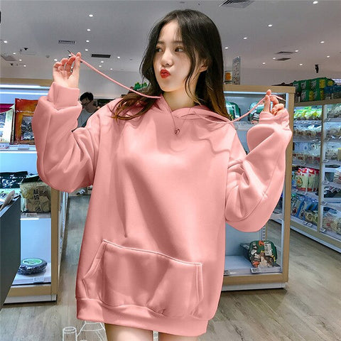 Tracksuit Solid Hoodies Loose Autumn Women Sweatshirts Jumper Long Sleeve Pullover Female Thickening 2019 All Match New