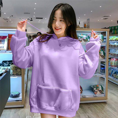 Tracksuit Solid Hoodies Loose Autumn Women Sweatshirts Jumper Long Sleeve Pullover Female Thickening 2019 All Match New