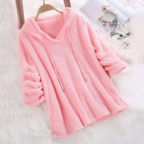 2019 Women Hoodie Solid Color Autumn Winter Long Sleeve Hooded Pulllover Women Long Sleeve Sweatshirts Top